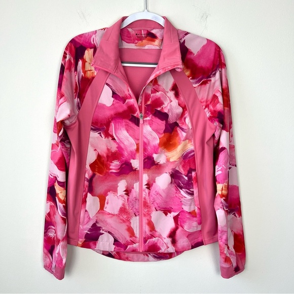 Athleta Run With It Pink Printed Zip Up Jacket - Picture 1 of 8